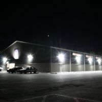 Taken on hwy 300 out past Pinnacle Mtn. Showing the use of wall packs with high blue light content that are left on all night in a semi-rural area. Canon Rebel DSLR camera on a manual exposure setting.